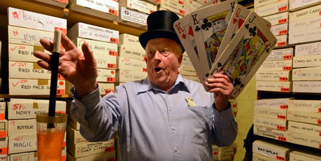 Dunedin magician David Taylor has a spell at home. Photo / Stephen Jaquiery