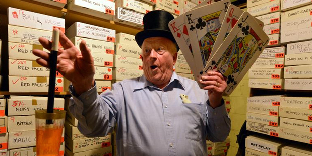 Dunedin magician David Taylor has a spell at home. Photo / Stephen Jaquiery