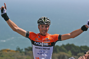 Stage winner Mike Northey of Auckland celebrates during stage 2 of the Tour of Southland. Photo / Getty Images