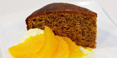 Spiced orange and olive oil dessert cake with botrytis oranges from Riverina, NSW. Photo / Supplied