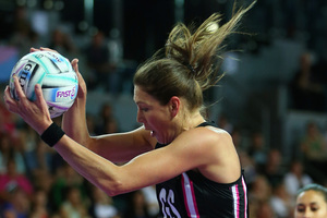 Irene van Dyk takes a pass in the match between New Zealand and Malawi. Photo / Getty Images