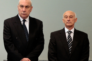 Gary Urwin (left) and Peter Steigrad (right), two former directors of the failed Bridgecorp finance company. Pictures / Brett Phibbs