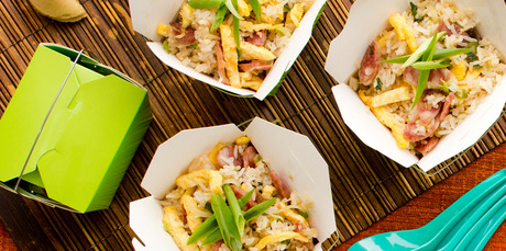 Fried rice with eggs, ginger and lup cheong. Photo / Babiche Martens