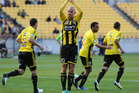 Stein Huysegems of the Phoenix celebrates his goal during the round three A-League match between the Wellington Phoenix and Brisbane Roar at Westpac Stadium. Photo / Getty Images.
