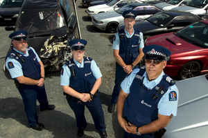 Senior Constables Alan Hooper and Sarah Thorn, Constable Murray Farrell and Sergeant Paul Gray. Photo / Brett Phibbs