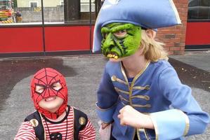 The wee Darbys as Spidee-Pirate and Admiral Zombie. Photo / Supplied