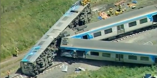 The cleanup will take five days and the track will have to be rebuilt after the Melbourne train crash. Photo / Supplied