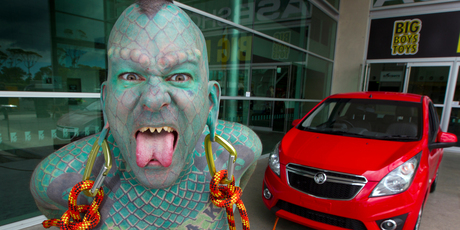 Lizardman is in Auckland showing off his skills. Photo / Brett Phibbs