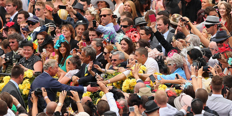 Prince Charles was a popular figure when he mingled with the Melbourne Cup crowd at Flemington yesterday. Photo / Getty Images