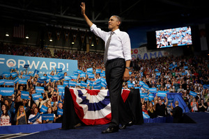 President Barack Obama waves to supporters. Photo / AP
