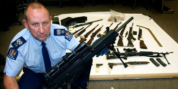 Most illegal arms, such as this one held by Detective Inspector Dave Archibald, are stolen from homes or collectors. Picture / Sarah Ivey