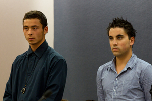 James Spiers (left) and Joshua O'Hare-Knight, during an earlier court appearance Photo / Brett Phibbs