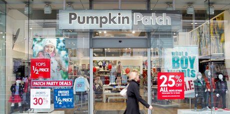 Shares of clothing chain Pumpkin Patch were among rising consumer stocks. Photo / Steven McNicholl