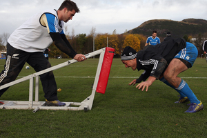 Cory Jane and Israel Dagg of the All Blacks runs through drills during a training session at Peffermill University. Photo / Getty Images.