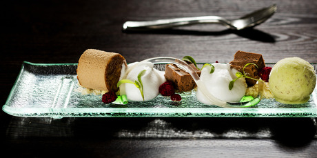 Valhrona chocolate mousse dessert at Bowmans. Photo / Babiche Martens