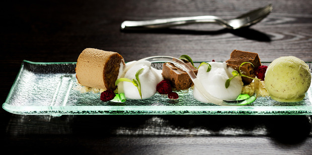 Valhrona chocolate mousse dessert at Bowmans. Photo / Babiche Martens