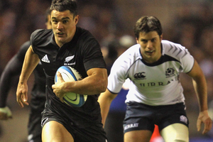 Dan Carter in action during the All Blacks last test against Scotland in 2010. Photo / Getty Images