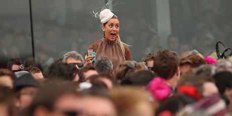 A punter cheers on the field during last year's Melbourne Cup. Photo / Getty Images