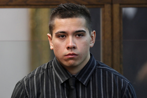 Shayd Robinson in the dock on day one of his trial. Photo / Mark Mitchell