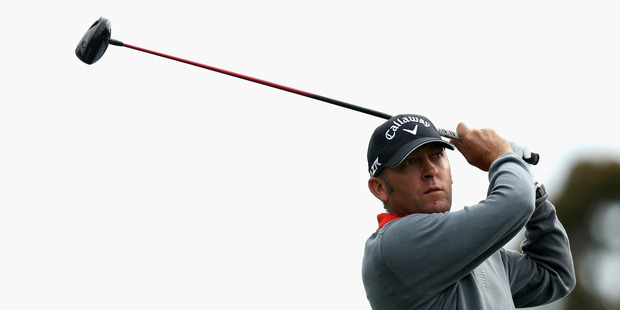 Matthew Guyatt of Australia tees of during day two of the Australia Masters. Photo / Getty Images