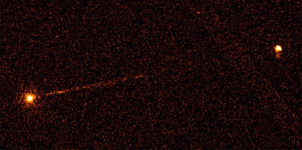 A Chandra X-ray image of Pictor A showing a jet emanating from it. Photo / NASA