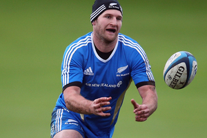 Kieran Read of the All Blacks runs through drills during a training session at Peffermill University. Photo / Getty Images.