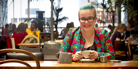 Aych McArdle at Alleluya Cafe in St Kevin's Arcade. Photo / Natalie Slade