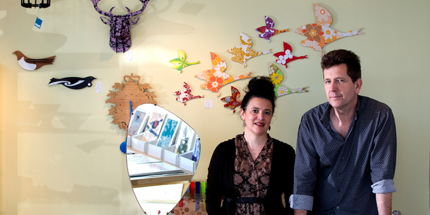 Miranda Pritchard and Marc Knott sell a mix of retro furniture and contemporary Kiwi arts and crafts. Photo / Steven McNicholl