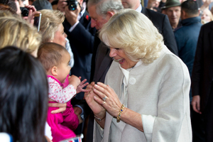 Camilla, the Duchess of Cornwall, meets the public in Auckland today. Photo / Steven McNicholl