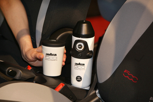 Once your front seat espresso maker is installed in your Fiat 500L all you'll need for that early morning commute is an on-board toaster. Photo / Supplied
