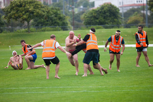 Richard 'Rigger' James was champion streaker at the Tika Bullrush event. Photo / Chris Loufte