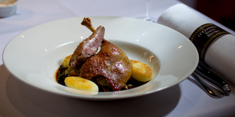 Roasted Canter Valley duck breast and confit leg, savoy cabbage, merguez sausage and pommes sautes at O'Connell Street Bistro. Photo / Sarah Ivey