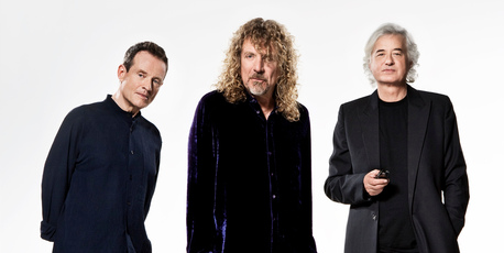 Led Zep originals John Paul Jones (left), Robert Plant and Jimmy Page celebrate their career. Photo / Supplied