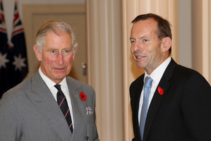 Britain's Prince Charles and Australian opposition leader Tony Abbott. Photo / AP