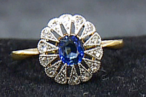 A diamond and sapphire ring recovered from the Titanic.Photo / AP