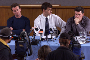Dion Nash, Rob Nicol and Heath Mills. Photo / Alan Gibson