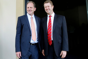 Labour leader David Shearer (left) with David Cunliffe. Photo / Christine Cornege