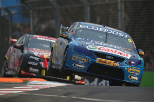 Mark Winterbottom's Ford Falcon performing in the Gold Coast 600 in October, which was event 12 of the 2012 Australian V8 Supercar Champion Series. Photo / EDGE Photographics