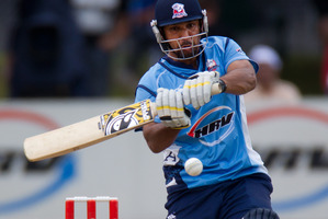 The Auckland Aces batsman Azhar Mahmood. Photo / Brett Phibbs