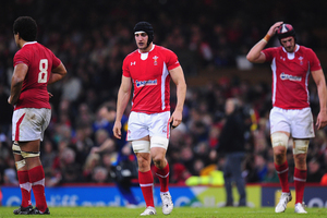 Wales player Sam Warburton (c) and team mates react to defeat during the International Match between Wales and Samoa. Photo / Getty Images.