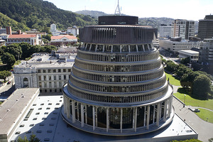One of Wellington's most iconic landmarks, the Beehive. Photo / Mark Mitchell