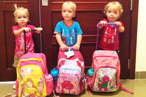 Lillie, Jackson and Willsher Weekes, the New Zealand triplets who died in a Doha mall fire. Photo / Supplied