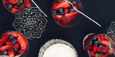 Fresh berry cups with Pimms. Photo / Babiche Martens