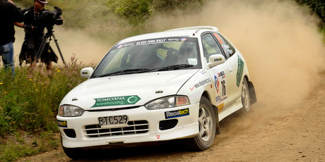 Trevor Taylor his way to winning the short Silver Frond part of the Silver Fern rally. Photo / Geoff Ridder