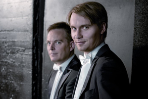 Conductor Pietari Inkinen (front) and concertmaster Vesa-Matti Leppanen were soloists in a Bach concerto. Photo / Supplied