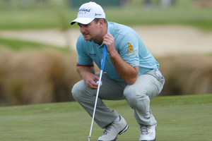 Ryan Fox was leading the Kiwi charge after the first round as he made the most of the still conditions yesterday morning to produce a two-under 70. Photo / Geoff Sloan.