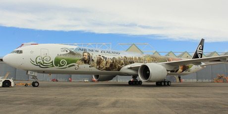 The Air New Zealand's new Hobbit-themed aircraft. Photo / David Barker