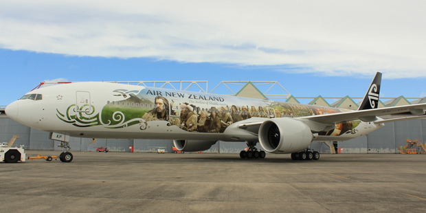 The Air New Zealand's new Hobbit-themed aircraft. Photo / David Barker