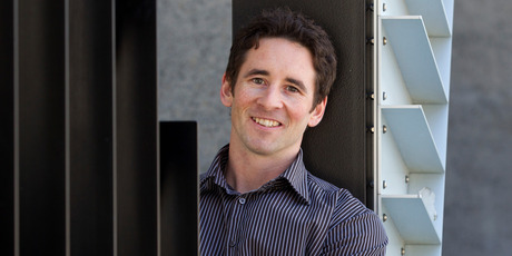 IndieReign chief executive David White before his pitch at the Angel Summit Conference in Wellington. Photo / Mark Mitchell