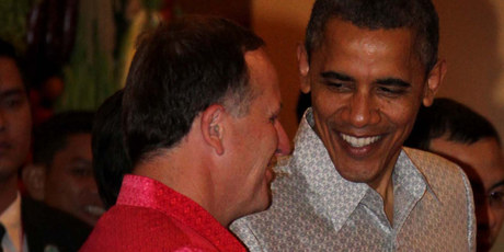John Key said United States President Barack Obama thought his shirt was fetching. Photo / Alan Gibson John Key said United States President Barack Obama thought his shirt was fetching. Photo / Alan Gibson
